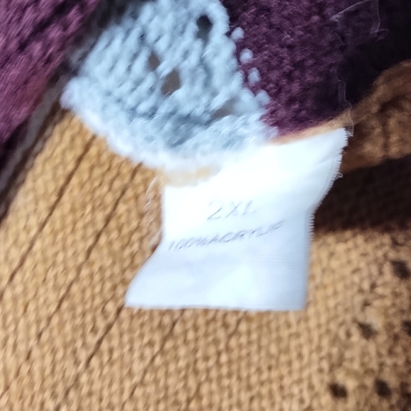 Women's Stripped Cropped Multicolored Knit V Neck Hoody Size 2XL - Picture 10 of 13